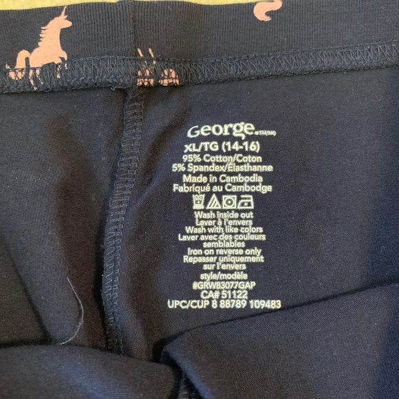 🌷3 for$20🌷George, Girl's US XL (14-16), Navy & Pink Unicorn Leggings, NWT - Picture 4 of 6